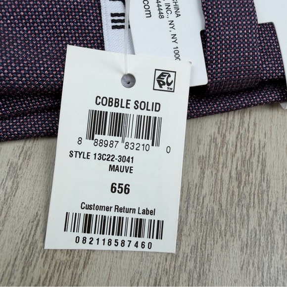 726 Bar III Men's Tie Cobble Solid 656 Mauve $55 Silk Poly Blend Skinny Slim - Picture 4 of 5